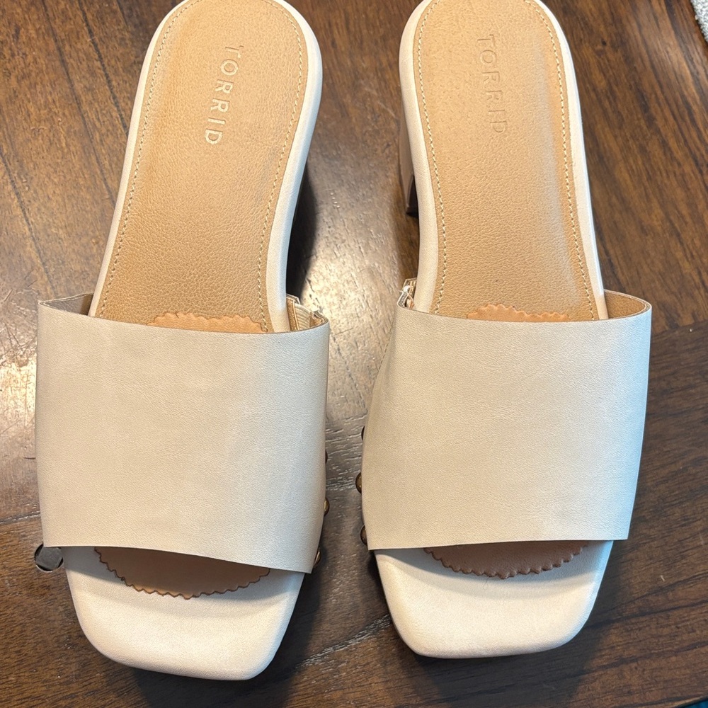 torrid Beige Wide Strap Slide Mules
